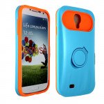 Wholesale Galaxy S4 Gummy Glow Case (Blue - Orange)